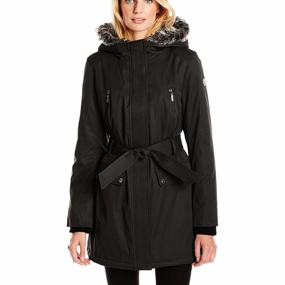Kensie Women's Parka Jacket Black sz Med